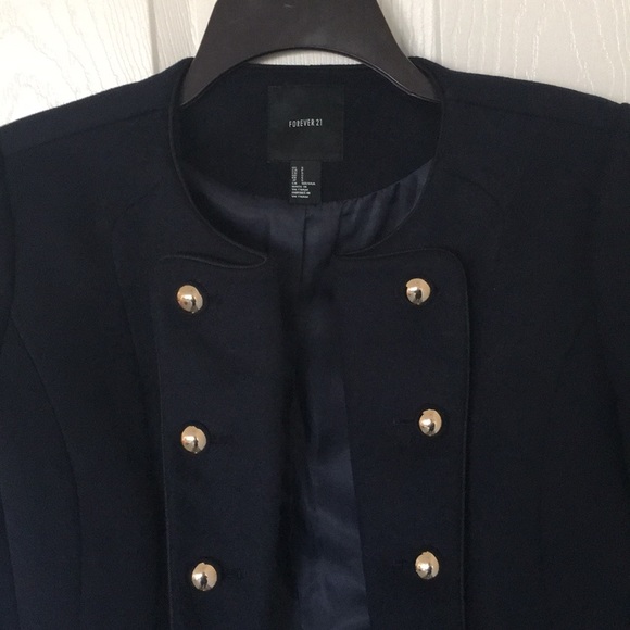 *NEW* “Forever 21,” navy blue coat with gold buttons; size small - Picture 4 of 9